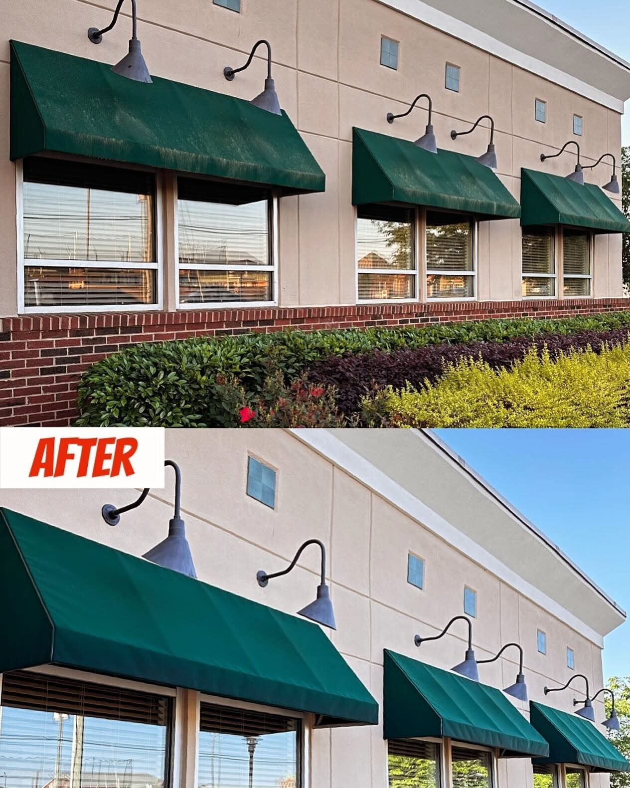 Fabric awning cleaning